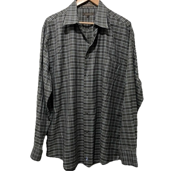 Nordstrom Men’s XL Short Sleeve Plaid Shirt Wrinkle-Resistant Green - Picture 1 of 7